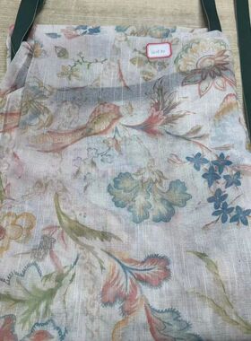 亚麻印花泡泡纱帘130*180cm窗帘门帘法式浪漫免打孔伸缩杆DZ127