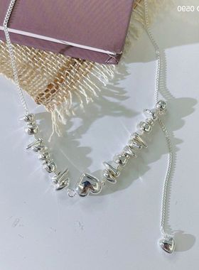欧比雅比爱心碎银款高级感冷淡风百搭项链23682