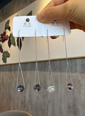 古丽高级感水晶可爱时尚温柔百搭气质通勤简约耳线耳环耳饰02193