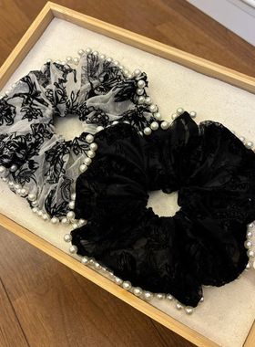 气质大肠发圈珍珠边皮筋头饰扎头头绳超仙高弹力发绳发饰品88045