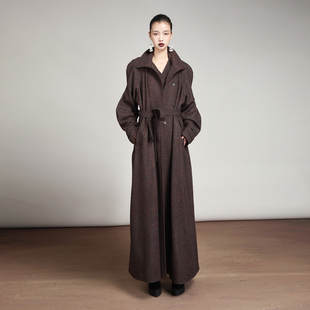 复古英伦气场高级感腰带全羊毛呢大衣女长款 MIAHAN2025冬季 新款