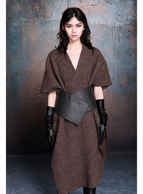 MIA HAN原创设计女装冬季新款装饰收腰超宽亮面大衣腰带腰封