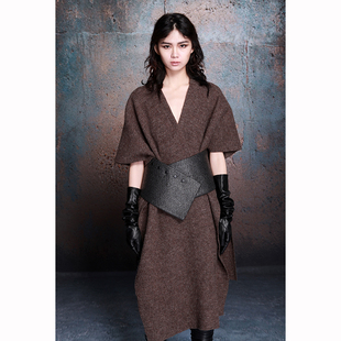 装 MIA 新款 冬季 饰收腰超宽亮面大衣腰带腰封 HAN原创设计女装