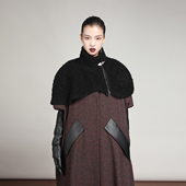 MIAHAN2025冬季 羊毛披肩斗篷 百搭保暖暗黑风黑色超短款 新款 女时尚