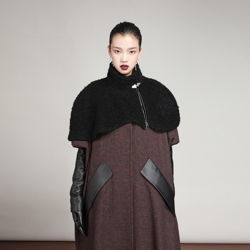 百搭暗黑风超短款羊毛披肩斗篷