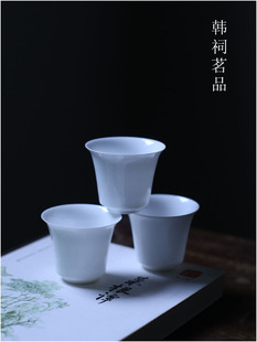 见山阁｜初见茶杯 骨瓷薄胎高款马蹄杯主人杯品茗杯潮州工夫茶具