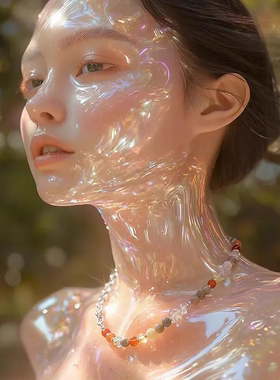 925银及合金白水晶玛瑙项链