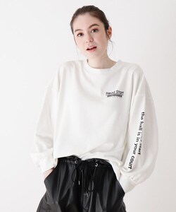 日单品牌春秋新款时尚休闲百搭圆领后背方形印花毛圈卫衣女23777