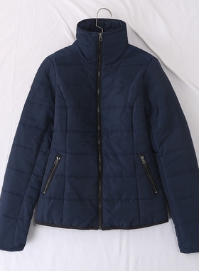 专柜冬季新款简单纯色保暖高领拉链两侧拉链口袋夹棉棉衣女24614