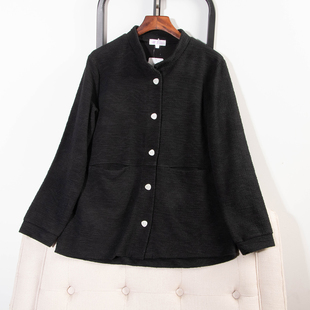 日单秋冬新款 外套29583 简约文艺小香风休闲温暖立领系扣针织开衫