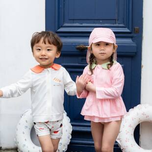 日单品牌童装 泳帽26681 男童简单舒适休闲松紧腰印花不吸水泳裤