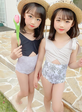 日单品牌童装女童春夏亲肤户外海滩边时尚连体衣泳衣泳装26680