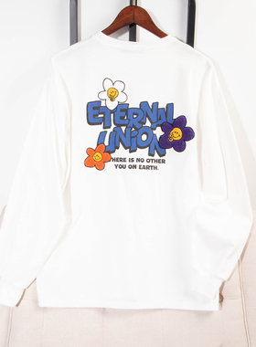 日单秋冬新款休闲时尚百搭罗纹圆领字母植绒长袖T恤打底衫女29437