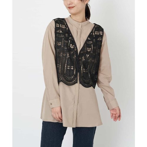 日系优雅中长款衬衫镂空马甲套装