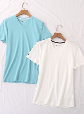 日单夏季新款运动品牌简单纯色休闲百搭鸡心领棉短袖T恤男女23154