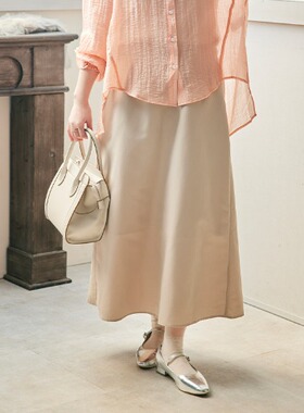 日单品牌夏季新品宽松大码时尚百搭松紧腰后开叉半身裙长裙29203