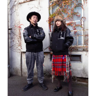 日单潮牌春秋新时尚 翻领按扣贴布绣夹棉毛呢皮拼接夹克男女32465