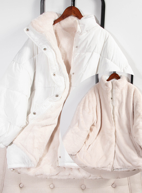 日单品牌冬季新款厚实保暖两穿棉高领加绒加厚棉衣棉服女27697