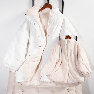 日单品牌冬季新款厚实保暖两穿棉高领加绒加厚棉衣棉服女27697