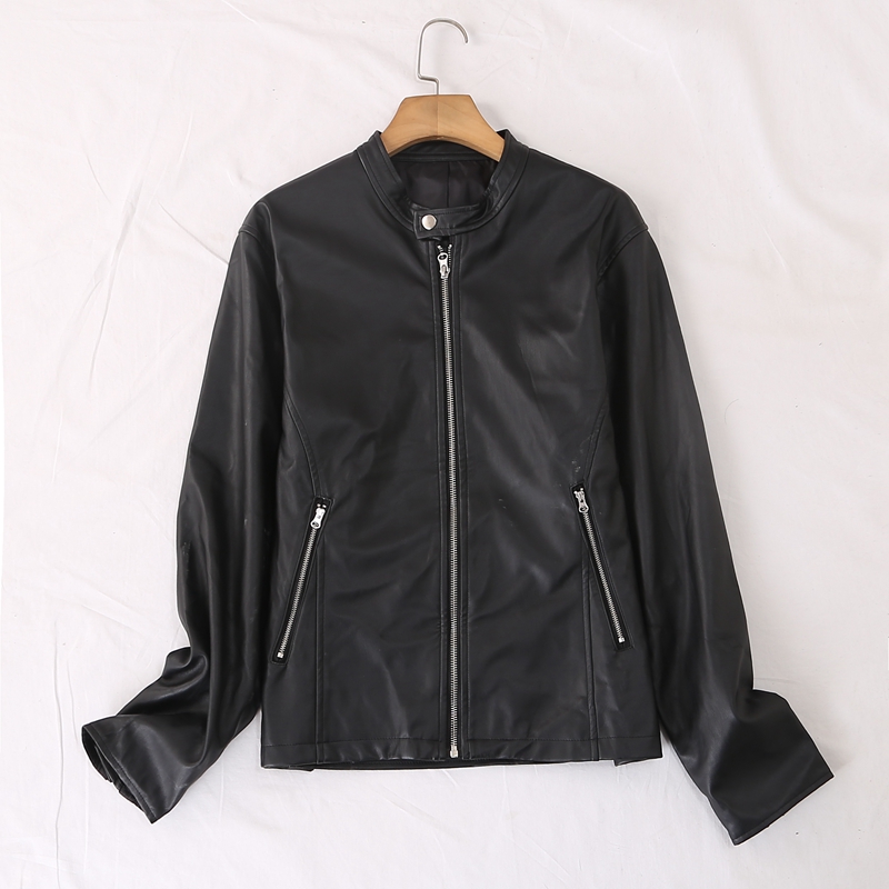 日单品牌春秋冬新款时尚潮范皮衣拉链口袋机车夹克外套男女27864