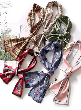 韩版网红小丝巾时尚多用长条发带夏季防晒装饰绑包丝带围巾18957