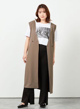 日单春秋新款时尚百搭宽松的大码交叉V领两粒扣无袖西装马甲26574