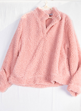 外贸单秋冬时尚柔软保暖羊羔绒立领毛绒衫卫衣外套17759