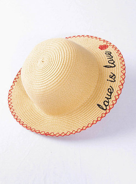 超值日单夏季防晒草帽小香风时尚编织帽字母绣花太阳帽女帽15942