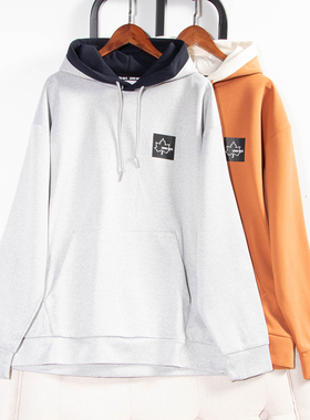 日单品牌秋冬新款时尚休闲百搭拼色连帽长袖大版卫衣男女29009