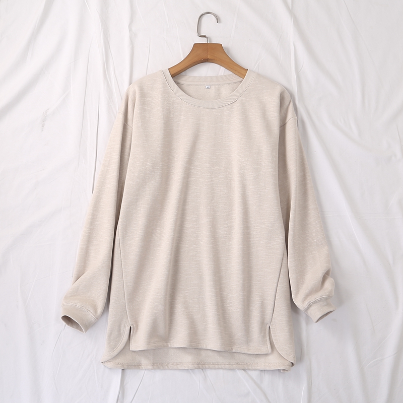 圆领长袖薄绒卫衣秋冬打底衫