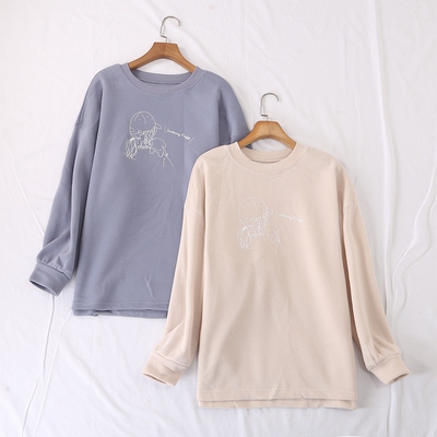 文艺秋冬印花加绒卫衣