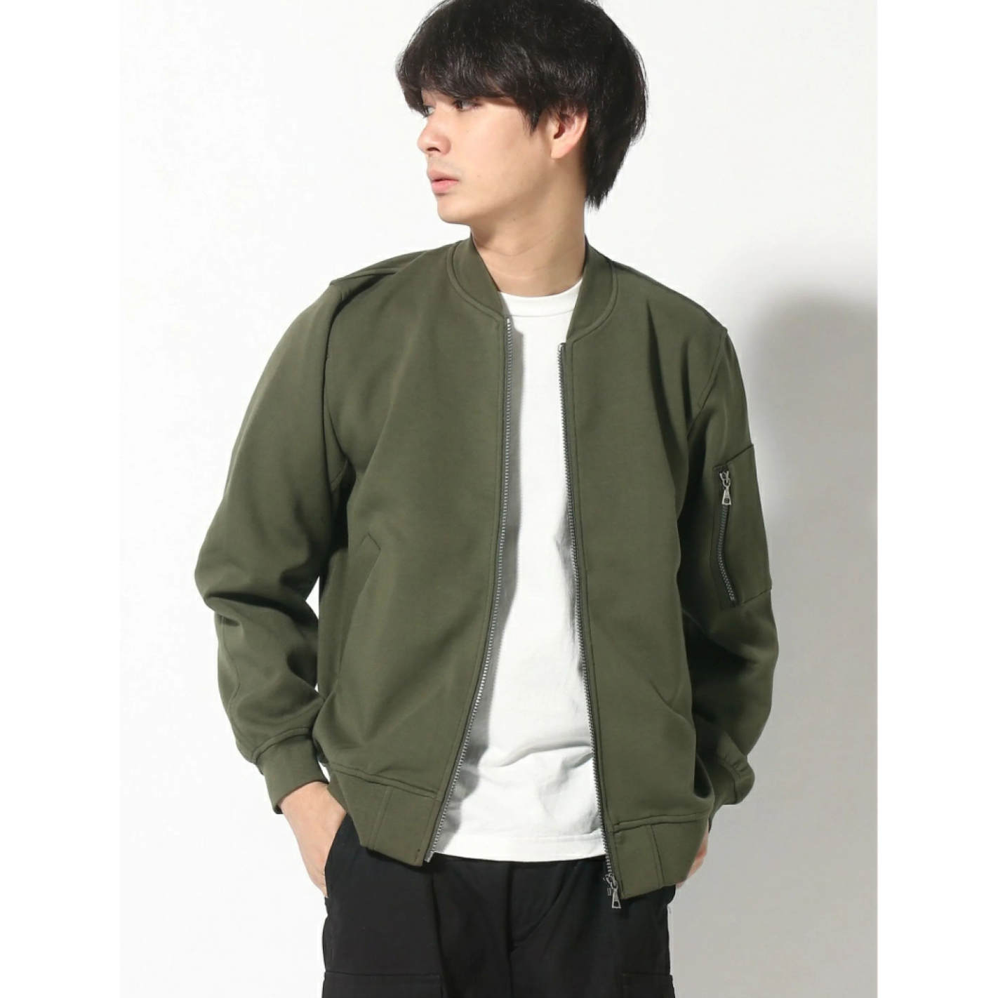 休闲罗纹领棒球服飞行夹克外套