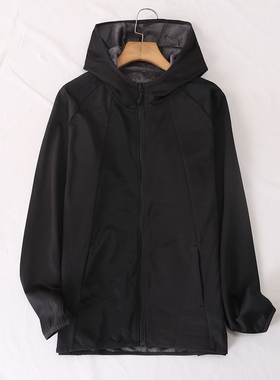 日单品牌秋冬新款时尚休闲运动拉链侧口袋连帽薄绒卫衣外套28489