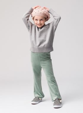 日单品牌童装秋冬简单纯色松紧腰亲肤温暖金丝绒微喇叭裤24951