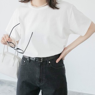 T恤棉上衣女29433 日单春夏新款 简单休闲纯色圆领基础经典 款 短袖