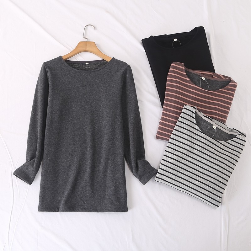 日单秋冬新款简单休闲百搭圆领条纹印花加绒长袖T恤打底衫女25151,女装/女士精品,卫衣/绒衫,淘宝优惠券,粉丝福利购,淘宝优惠卷