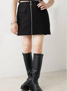 日单品牌秋冬新款时尚洋气百搭拉链款高腰棉弹半身裙短裙女27953