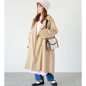 搭扣翻领插肩袖 日单品牌秋季 简约清新文艺范大版 风衣外套女27941