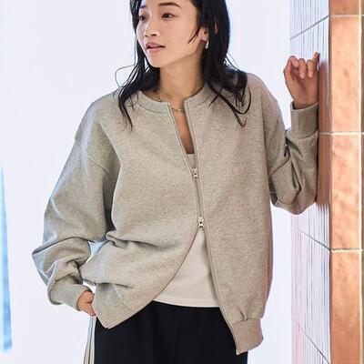 时尚双向拉链棉毛圈开衫卫衣外套