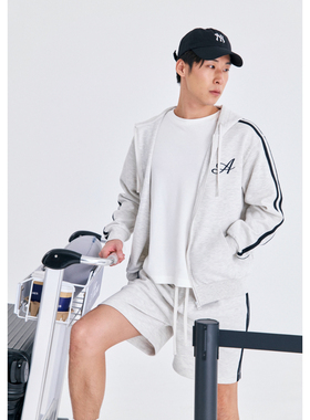 外贸单春秋新款休闲百搭连帽字母刺绣大口袋卫衣外套男女31968