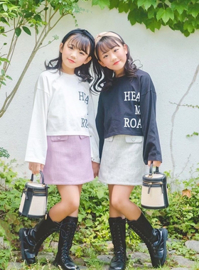 日单品牌春秋新款时尚百搭圆领字母印花袖口按扣可打开T恤女27231