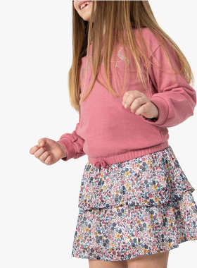 外贸单夏季新款童装松紧腰碎花层次感蛋糕裙雪纺半身裙短裙22770