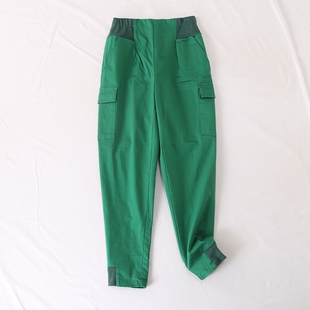 休闲裤 日单品牌春秋新款 长裤 裤 28415 罗纹半松紧腰翻盖口袋工装