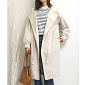 翻领带抽绳中长款 日单品牌春秋新款 简单休闲大版 风衣外套29881