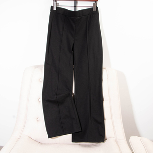 日单秋冬新款简单纯色温暖百搭半松紧腰内里薄绒直筒裤长裤31329