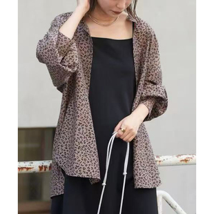 衬衫 休闲百搭圆领系扣豹纹印花长袖 女32290 时尚 日单品牌春夏新款