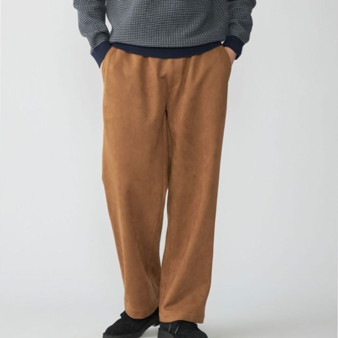 时尚保暖松紧腰直筒麂皮绒休闲裤