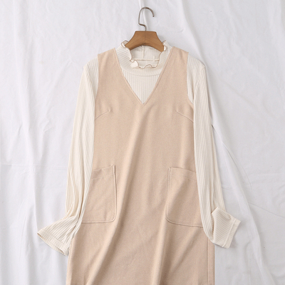 日单春季木耳领打底衫背心裙套装