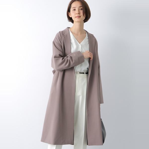 西装领收腰腰带中长款风衣外套