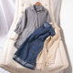 外贸春夏新款 简单休闲翻领一粒扣翻盖双口袋不规则棉连衣裙28708